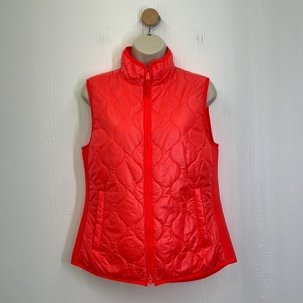 J Crew - NWT Bright Orange Red Zip Closure Sleeveless Vest Pockets Size Small